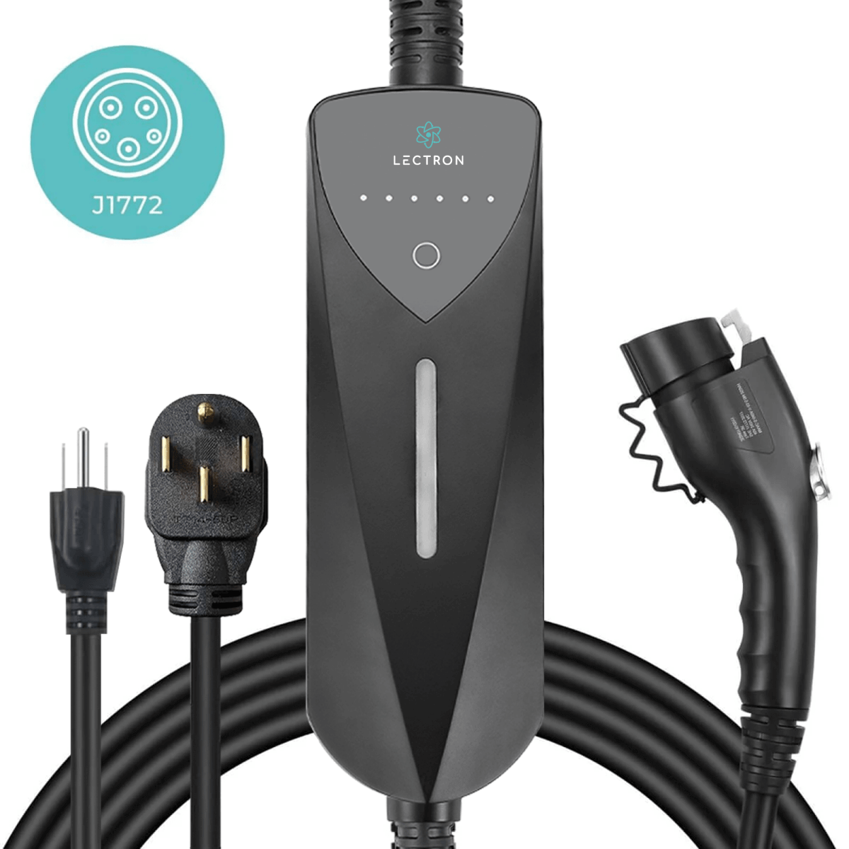 Lectron Portable Level 1 & 2 J1772 EV Charger | 120V & 240V | Adjustable Current 8-40A | NEMA 5-15 & 14-50